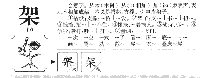 架字的寓意及五行_架字的繁体字_架字有几划-云美名网